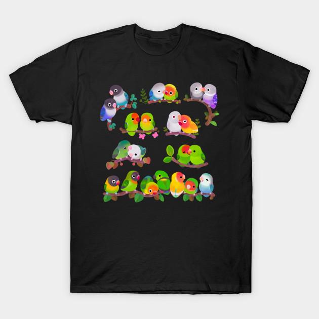 Men Black Print T-shirt Lovebird No-Cut Heat Transfer Print Cotton Tshirt S чёрный