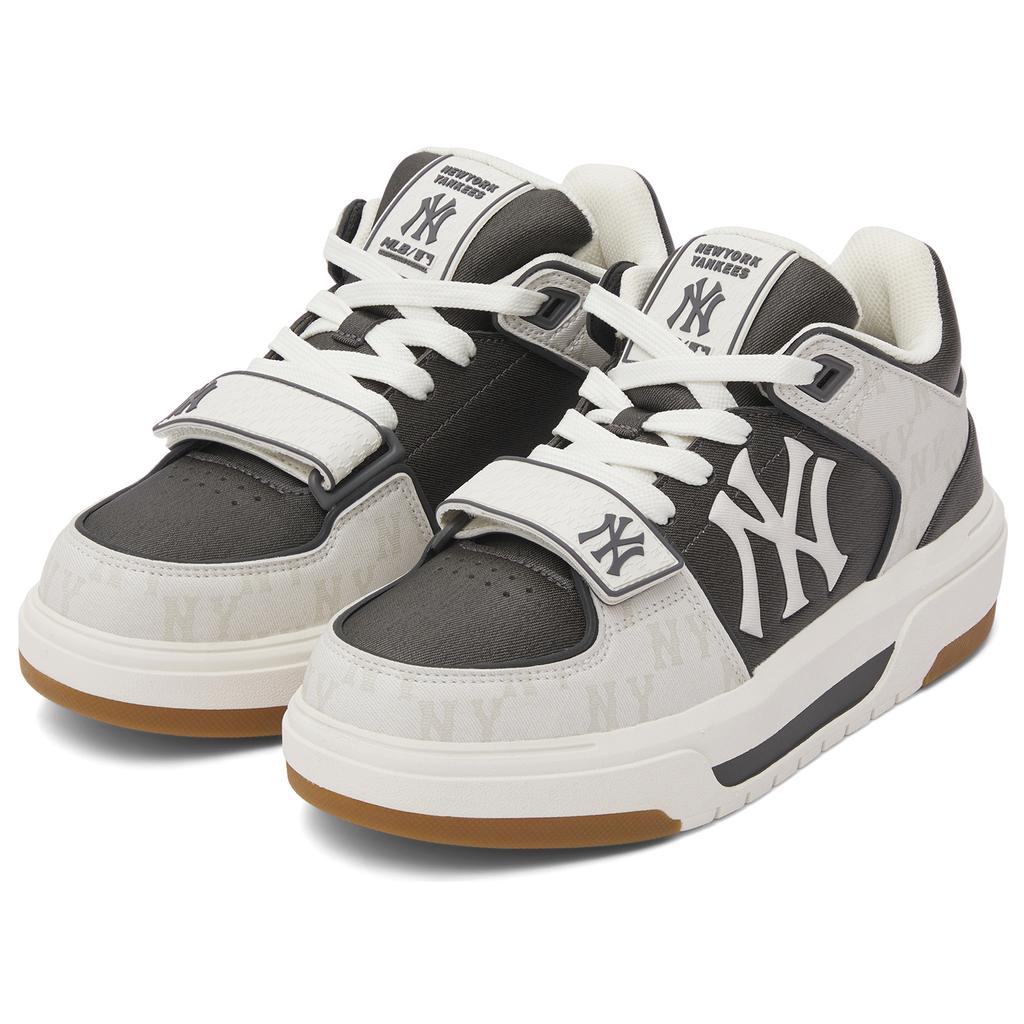 New MLB Chunky Liner Mid Top Casual Shoes Unisex Gray White 3ASXCHL4N-50GRS