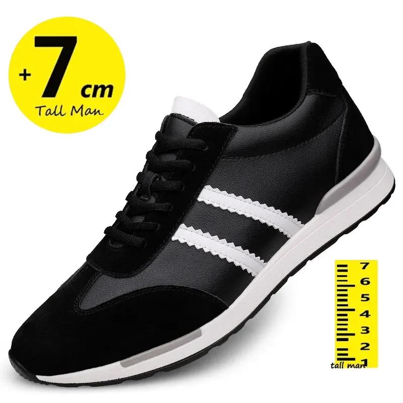 Mode Atmungsaktive Herren Schuhe mit Höhenerhöhung Elevator Sneaker Einlegesohle 7cm weiß schwarz Schuhe für größere Männer Freizeitschuhe Sport Luxus