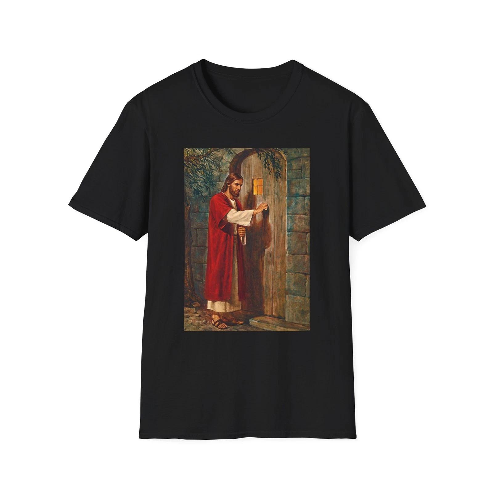 

Jesus Knocks On The Door Black T-Shirt Christian Gift Tee 4XL