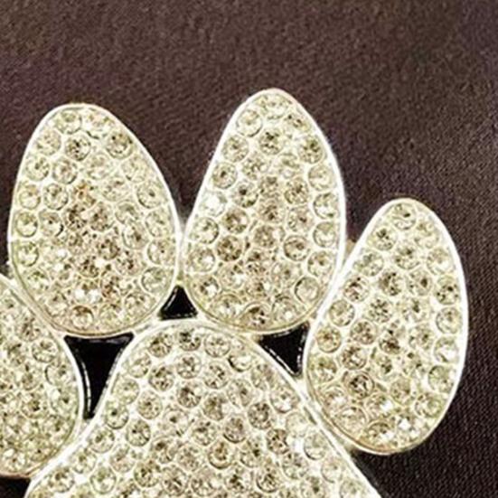 Paw Print Brooch for Women, Rhinestone Cat Dog Foot Pin, Sparkling Cubic Zirconia Badge for Coat Bag Hat, Teacher Pet Lover Gift