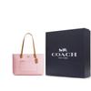 Coach Coated Canvas Tote Bag With Side Zipper Pocket Women Handbags Gold Pink CEA21-IMPO