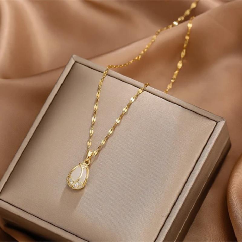 1 Stück Luxus Kühle Brise Tulpen Serie Vergoldeter Kupferanhänger mit Edelstahlkette Kombination von Halsketten