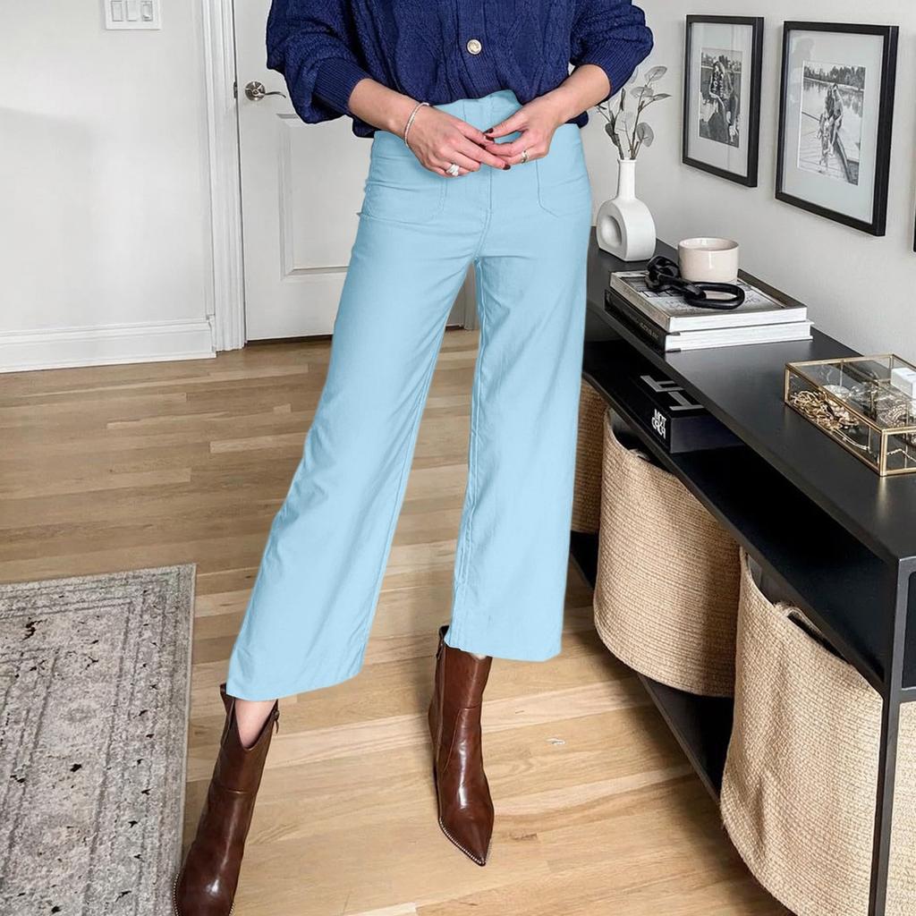 Wide Leg Pants For Women Casual Pants Trousers With Pockets Women's Casual  Pants Solid Color Summer Casual Cropped Pants