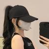 1pc Plain Solid Color Back Open Ponytail Baseball Cap, Women Fashion Sports Peaked Hat, Outdoor Sun Protection Hat