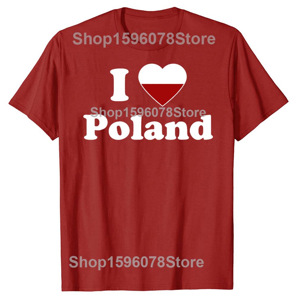 Смешные Я Люблю Польшу Красное Сердце Польские Футболки Мужские Женские Хлопок Юмор Уличная Одежда Футболка Короткий Рукав Унисекс Свободная Одежда S