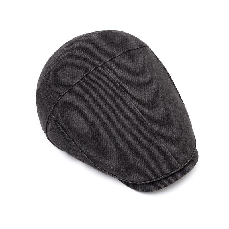 Winter Warm Forward Cap Men's Velvet Thick Cap Woolen Beret Solid Color British Newsboy Cap
