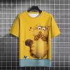 3D Printed Funny Animal T-Shirt Men's Cute Cat Pattern T Shirts Casual Loose Streetwear Short Sle