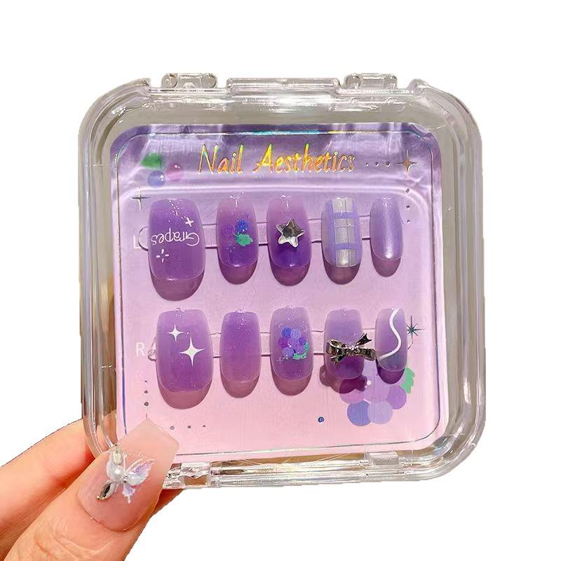 Boxed Cute Kids' Cartoon Fruit Nail Stickers - Detachable Wearable Nail Art Pieces