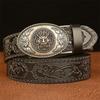 Fashion Belt Genuine Leather Belt for Men Carving Pattern Automatic Buckle Belt Strap for Jeans