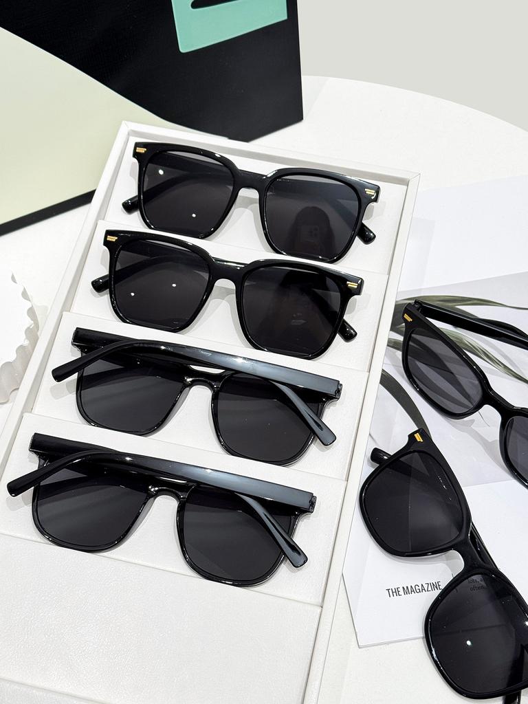 6Pcs Retro Fashion Trendy Black Square Frame Sunglasses Set Casual Simple Fashion Accessories Trendy Photography Beach Vacation