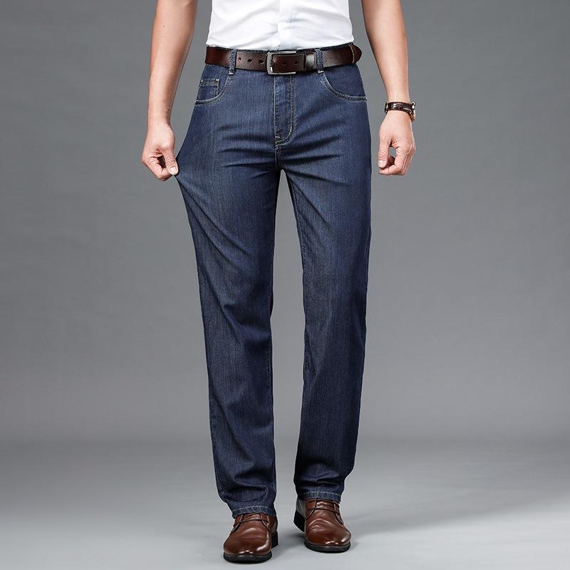 

Новые летние тонкие деловые прямые джинсы из волокна шелка тутового дерева, супермягкие и гладкие 42