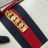 [Pre-Owned] Sylvie Gold Buckle Striped Web Satin Bow Wide Shoulder Strap Leather Handbag - Very Good #TIWKE1
