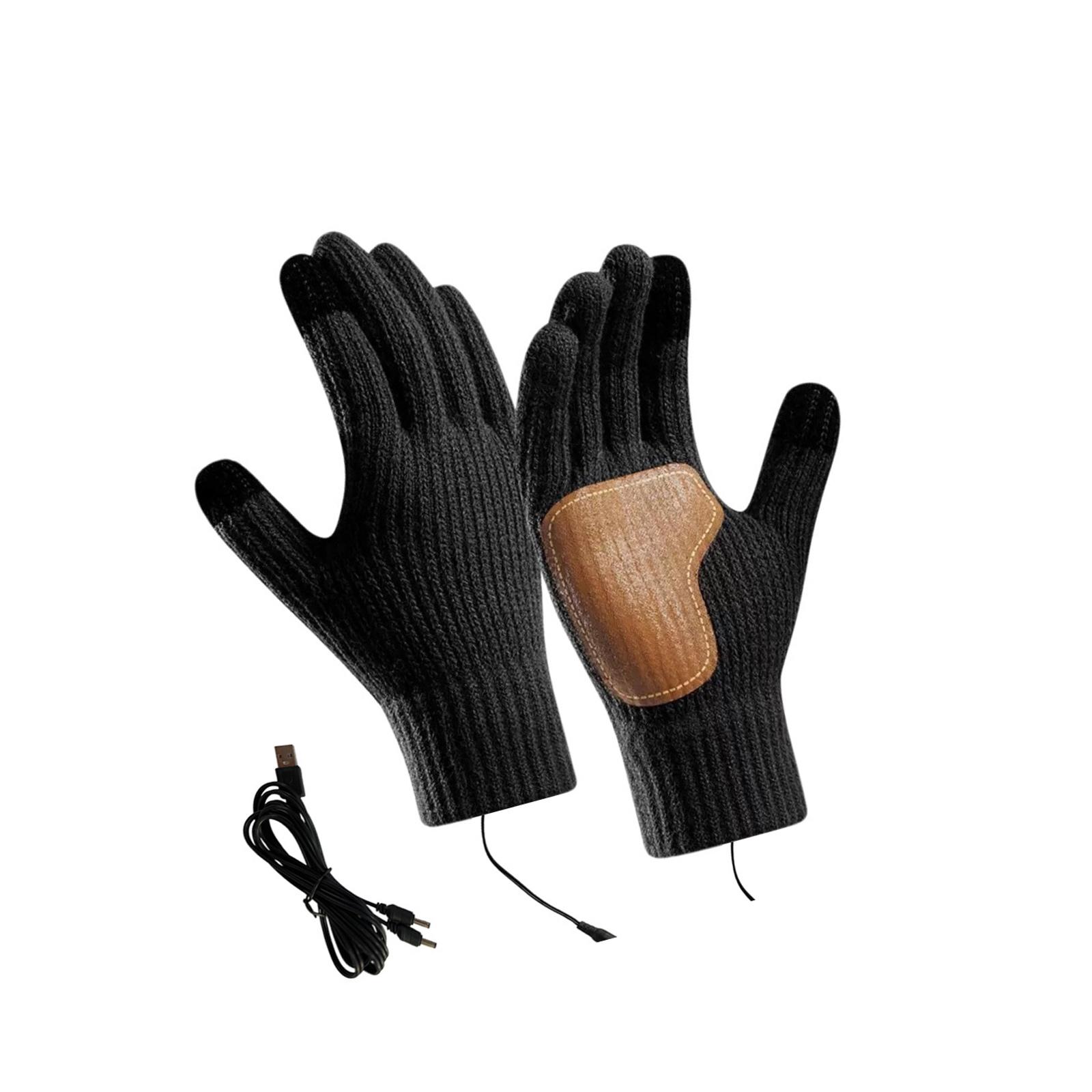 

USB Power Electric Heated Gloves Breathable Warm Heating Gloves for Cold Weather Protections with Touchscreen Design чёрный