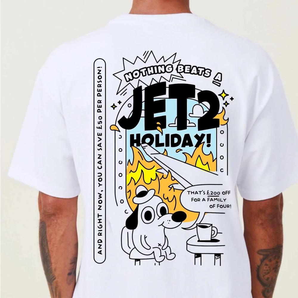 

JET2 Holiday x This Is Fine Funny Summer Meme Tee For Travel & Vacation T-Shirt S