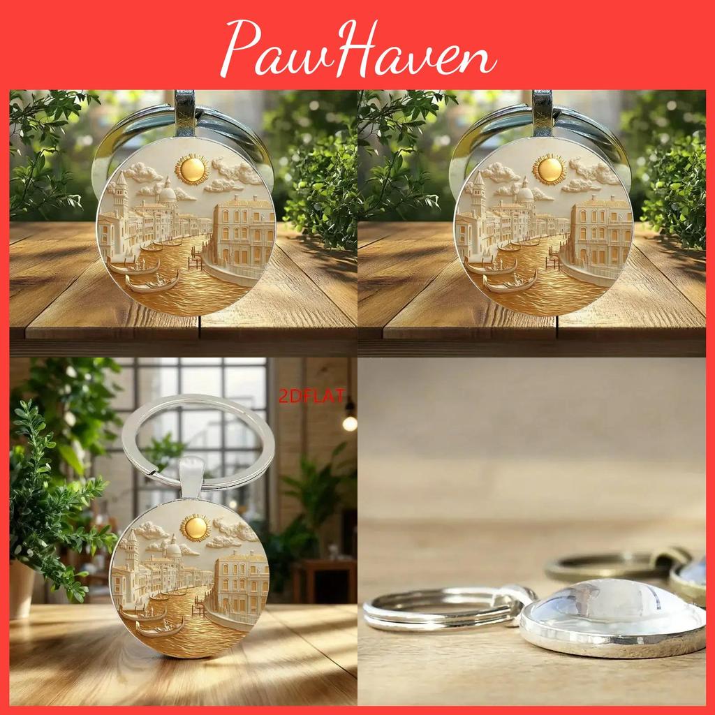 Anhänger Schlüsselanhänger aus Glas im Wasserkraftwerk-Thema mit Zinklegierungskonstruktion für Sammlergeschenk