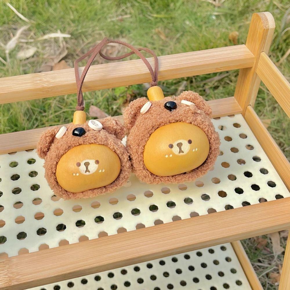 Lute Shape Handheld Accessory Little Bear Design Lanyard Pendant Gourd Pendant Gift Giving