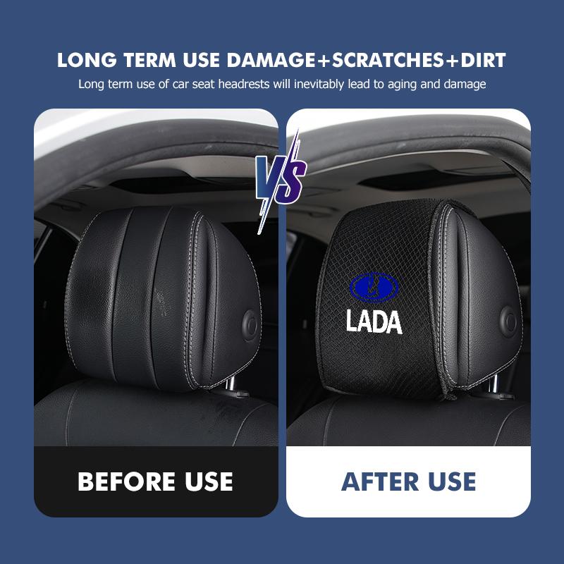 Car Seat Back Headrest Ice Silk Support Pad Head Pillow Covers For Lada Niva Vesta 4X4 Samara Kalina Largus Priora Granta