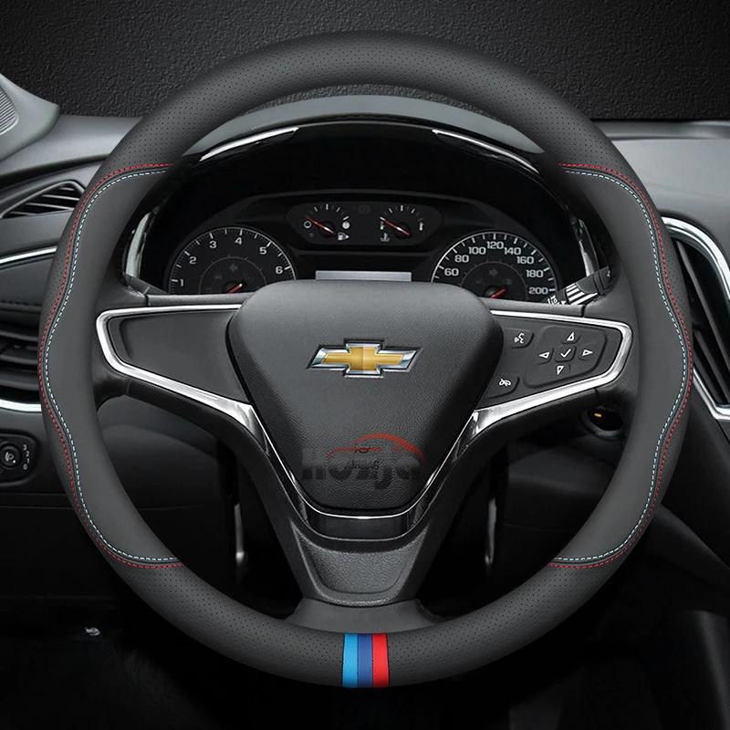 Leather Car Steering Wheel Cover for Chevrolet Chevy Malibu Spark Tracker Cruze Sonic Camaro Equinox Volt Seeker Accessories
