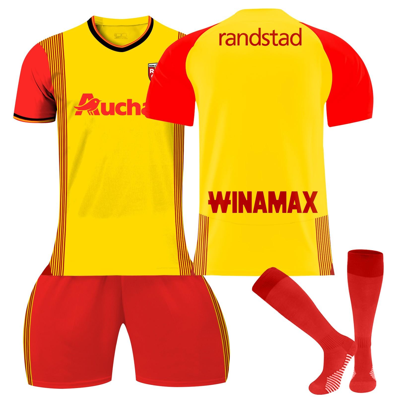 

2324 RC Lens Домашние футбольные майки Шорты Носки Комплект Новый сезон Шорты Носки Взрослые размеры Одежда XXL