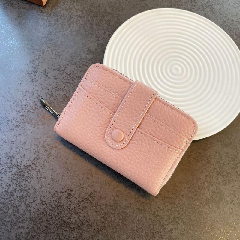 First-layer Cowhide Organ Multi-card Card Bag Women's Cover Zipper Change Purse Leather ID Clip Short