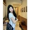 Gentle Style White Short-sleeved Shirt for Women Summer Design Niche Age-reducing Shirt Short Top Trendy