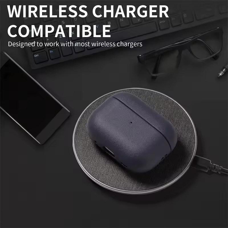 Capa de couro granulado para AirPods Pro 2, capa para AirPods 4 e 3 AirPods Pro, acessórios para fones de ouvido Bluetooth da Apple, proteção para máquina