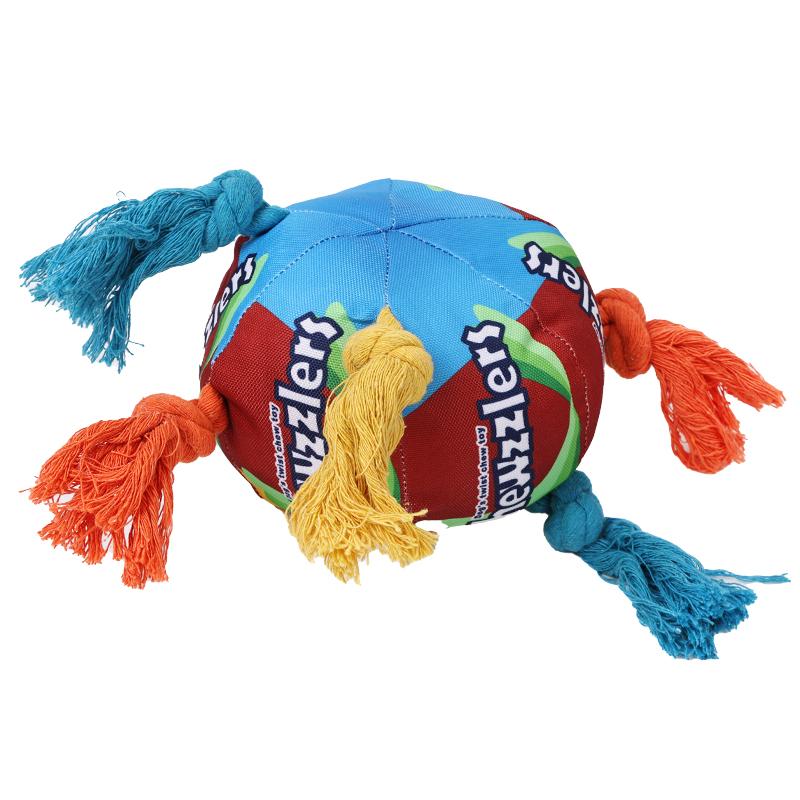 Interactive Durable Modern Animal Print Candy Ball Double Knot Rope Cute Squeak Dog Chew Stuffed Toys for Dog Play