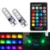 2x T10 Vodotesná W5w 501 Auto Klinová Bočná Žiarovka-6SMD 5050 RGB 7 Farebná LED Diaľkové Ovládanie (ŽIADNA batéria)Stroboskopická žiarovka