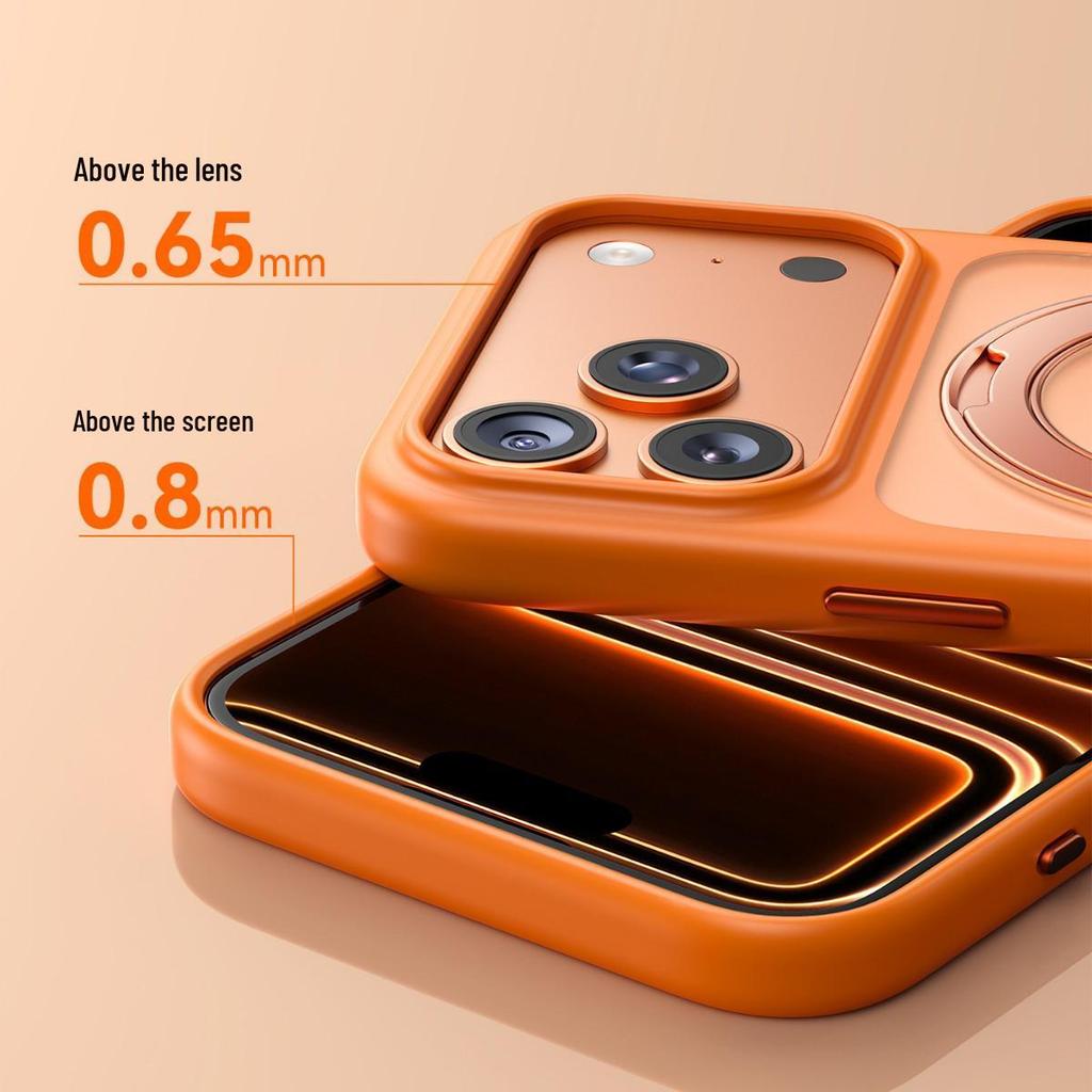 Compatible iPhone 17 Pro Skin-Feel Case with Magnetic Rotating Stand & Button Protection for Apple 16 Pro Max