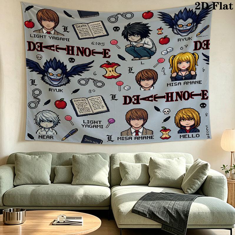 Arazzo da Parete Death Note Appeso Estetico Coperta in Tessuto Stampato Arazzi Decorativi per Camera da Letto Soggiorno Decorazioni per la Casa