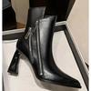 NEW Handmade Brand Genuine Leather Women  Double Zipper Design High Heels Ankle Boots Fashion Cut Opening Shoes 33-40