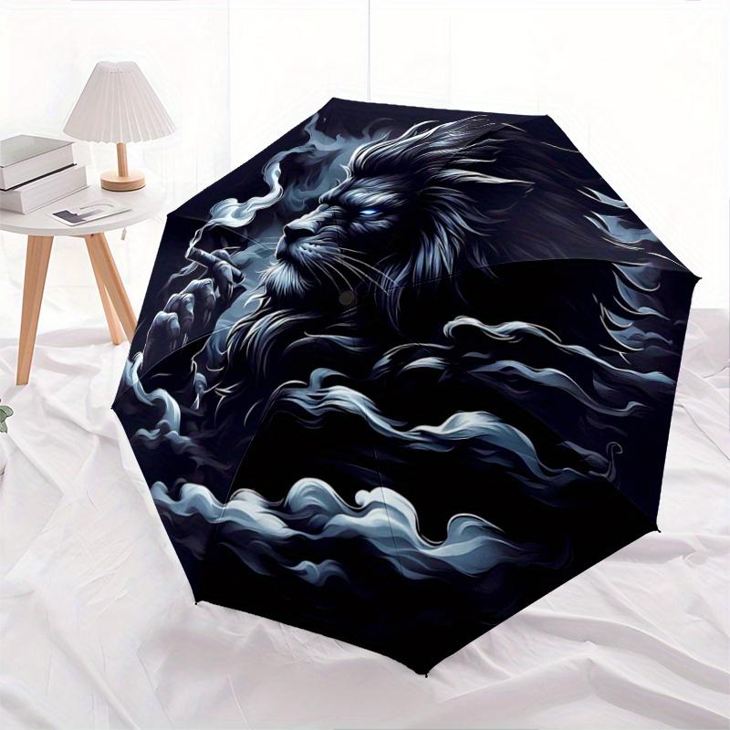 

1pc Smoking Lion Automatic Opening and Closing Umbrella - Lightweight 3-Fold Design, Suitable for Fans, Travel, Daily Use - Official Product, Interest