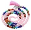 Natural Rose Quartz Prayer 6mm Beads 108 Mala Meditation Healing 7 Chakra Tree of Life Tassel Beaded Bracelets Necklace