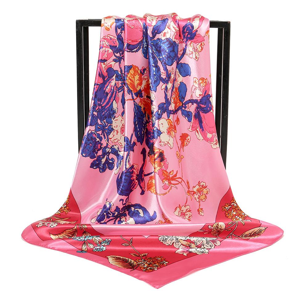 Silk Shawl Square Scarf For Women Print Headband Foulard Satin Hijab Hair Bands Neckerchief Female Head Wraps Bandana