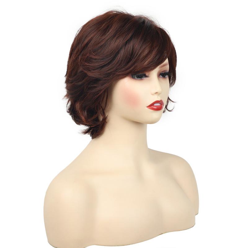 Short Ombre Blond Brown Synthetic Wigs Nature Curly Layered Wig With Fluffy Bangs For Women Daily Cosplay Party Heat Resistant Fiber