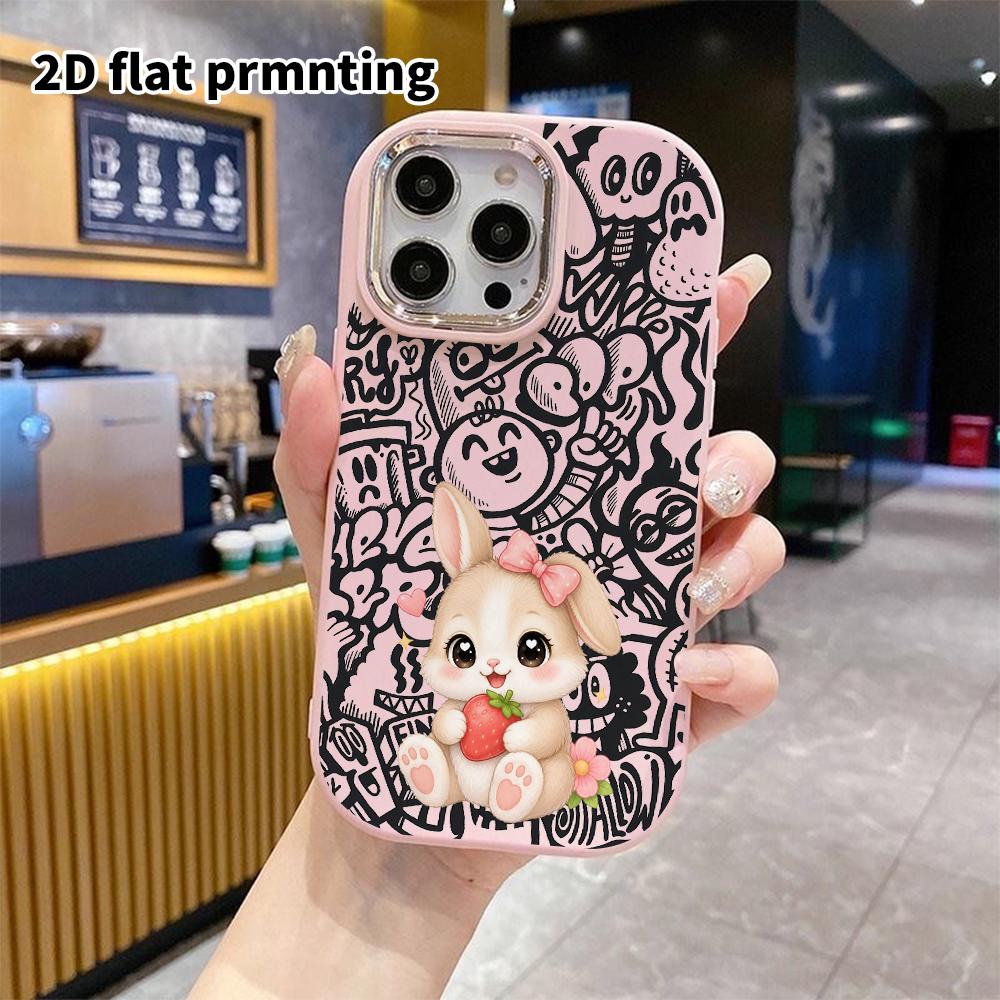 Phone Case: 2D Flat Design Suitable for iPhone 18 17 16 15 14 13 Pro Cases, Couple Style, Light Brown Little Rabbit, Christmas and Halloween Gift