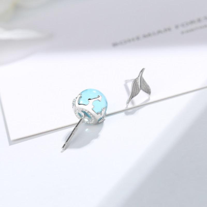 Mermaid Tears Earrings Japanese and Korean Blue Foam Crystal Temperament Fresh Simple Forest Earrings