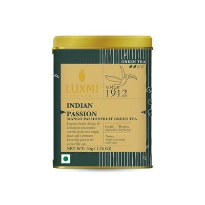 LUXMI Estates Indian Passion Green Tea 50Gm | Mango Passion Fruit Green Tea | Lemongrass, Ginger,Lemon Peel| Low Caffeine, Loose Leaves