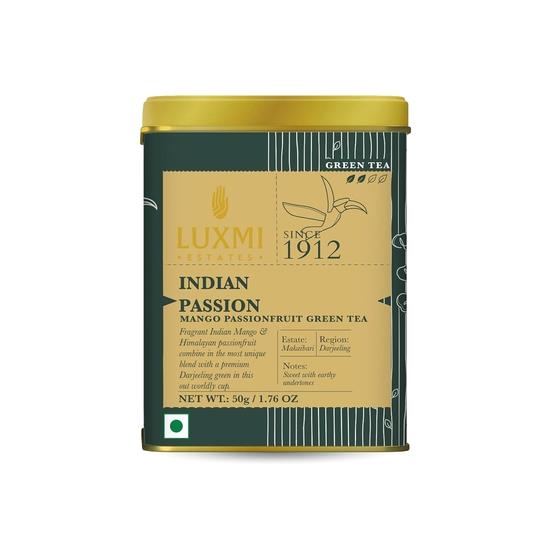 LUXMI Estates Indian Passion Green Tea 50Gm| Usda Certified Organic Darjeeling Green Tea | Mango Passion Fruit Green Tea