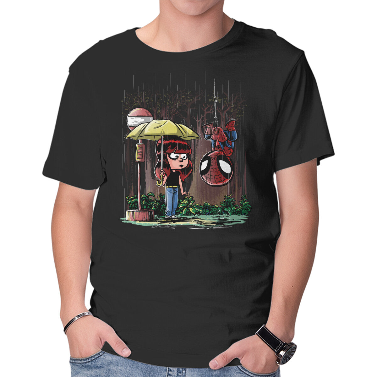 Unisex Crew Neck T-Shirt My Neighbor Spidey Graphic Short Sleeve Casual Tee XXL