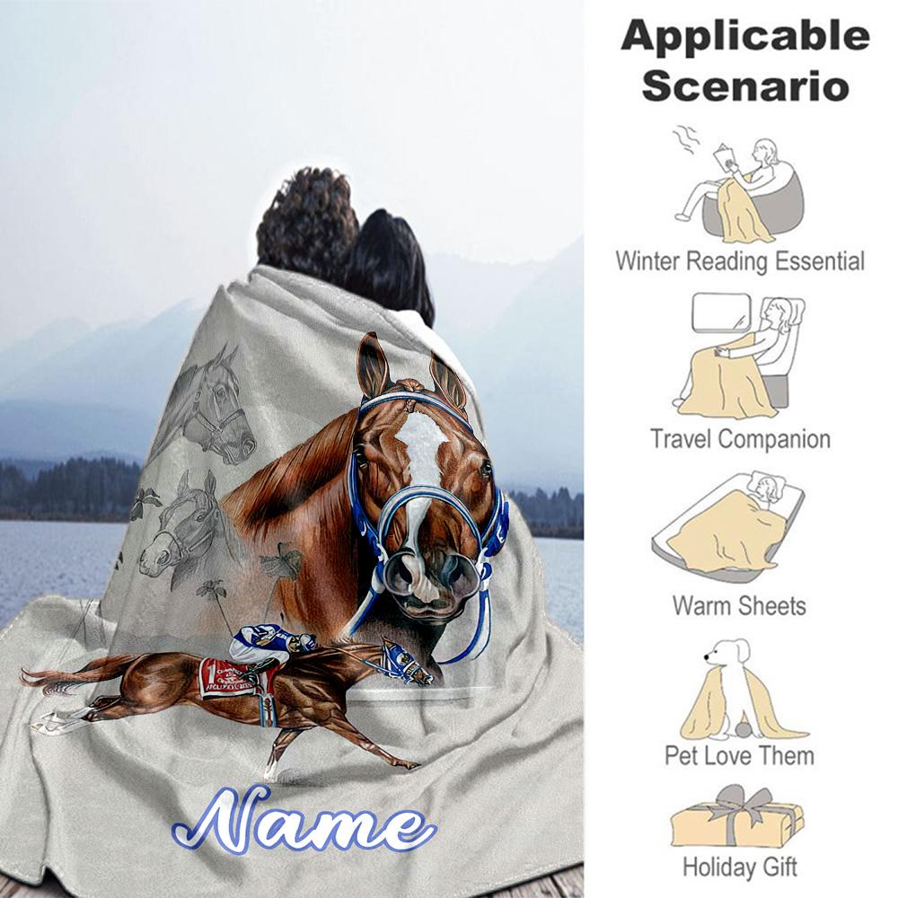 Equestrian Personalized Name Blanket Lightweight Customizable Blanket Soft & Cozy Perfect for Chair Sofa Couch Office Chair Four Seasons Multipurpose