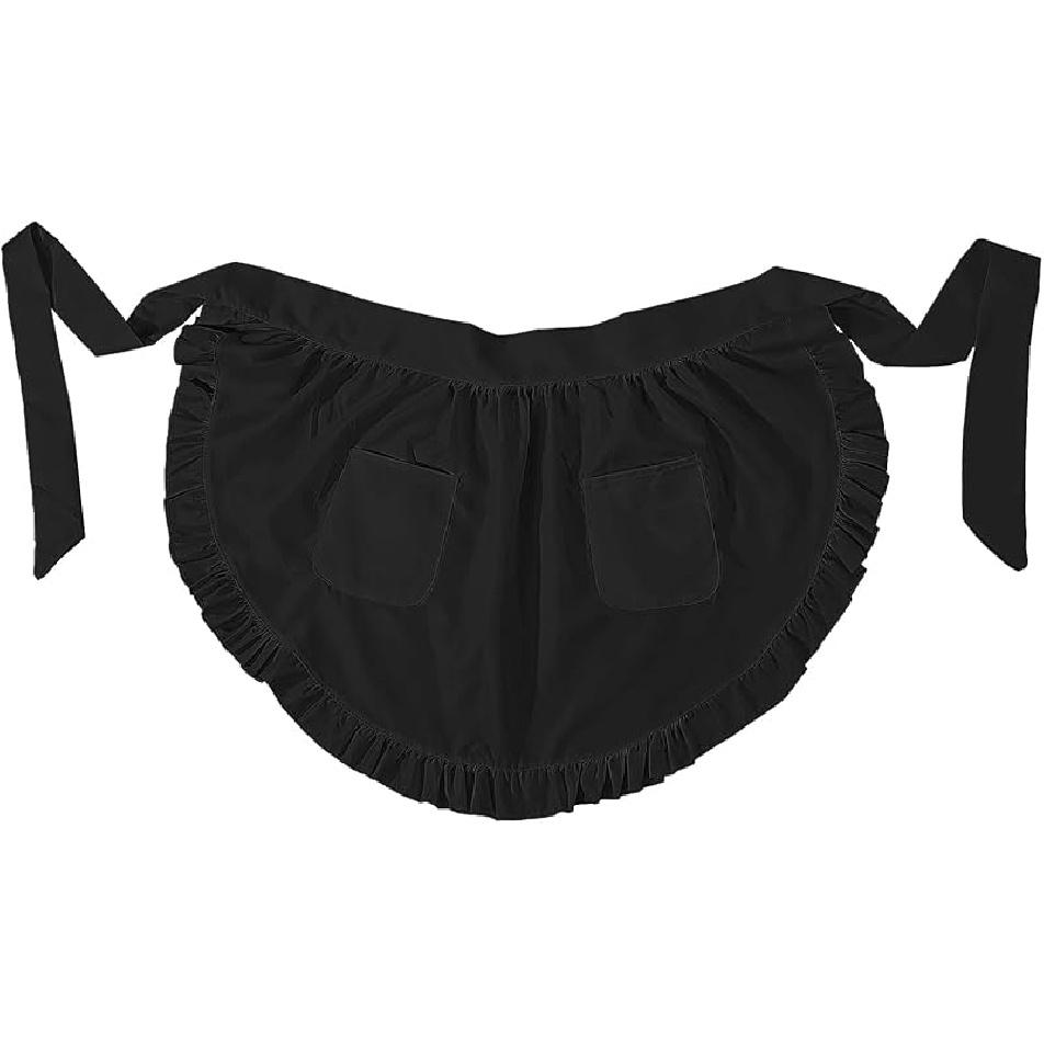 Maid Waist Apron with Two Pockets Women's Waitress Kitchen Cleaning Half Apron