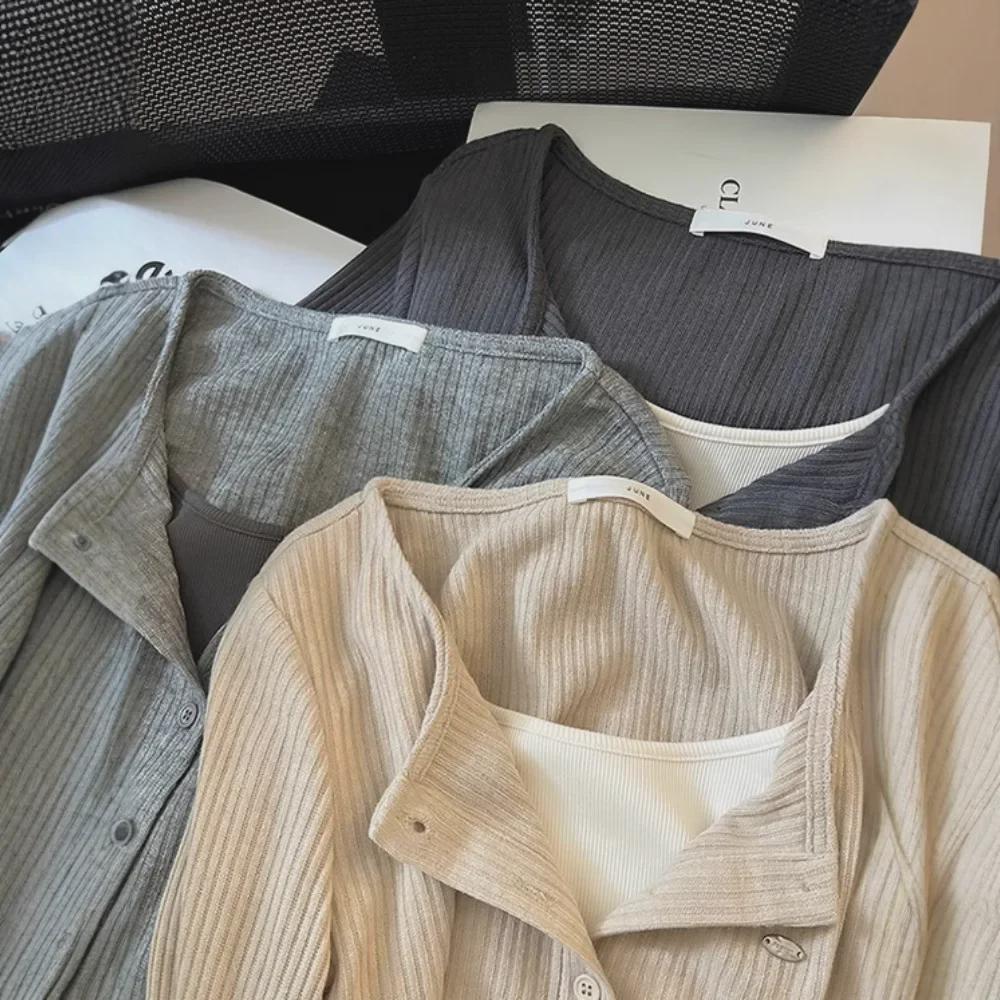 Women's Slim Fit Fake Two-Piece Long-Sleeve T-Shirt – Unique Early Autumn 2024 Design