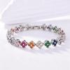 2026 Bracciale Quadrifoglio Argento Full Diamond Colorato, Bracciale Micro-incastonato Gioielli di Lusso Leggero Tendenza Personalizzata Accessori per Coppia