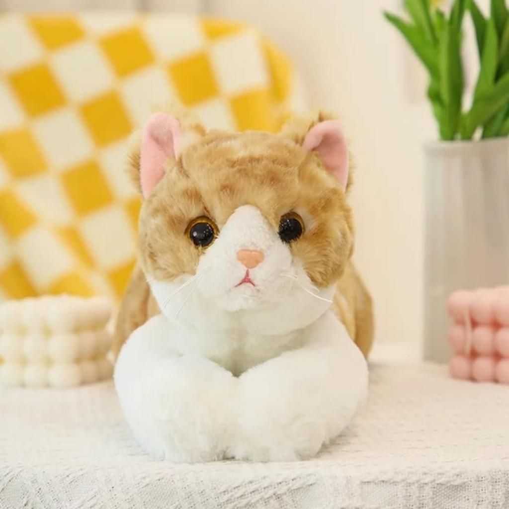 This and lifelike plush pillow features a brown tabby and calico black and white A perfect gift for or store This 50cm plush toy cushion features a