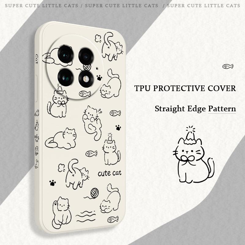 Play Simple Cat Phone Case For Oneplus 15 15R 13 13R 12 12R 11 11R 10 10R 10T 9R 9RT 9 8T 8 7 7T Pro Liquid Silicone Cover