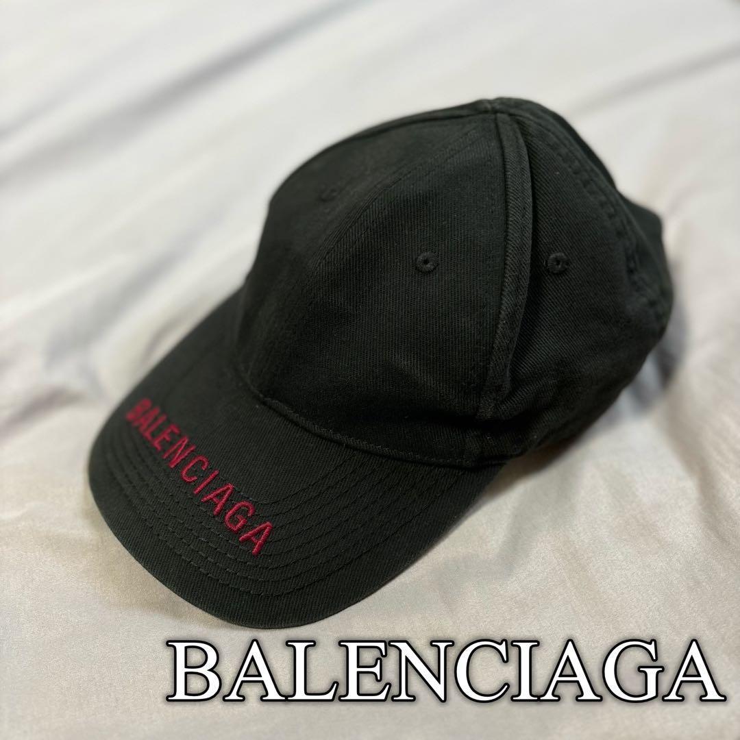 Used BALENCIAGA black cap red embroidery men s cap