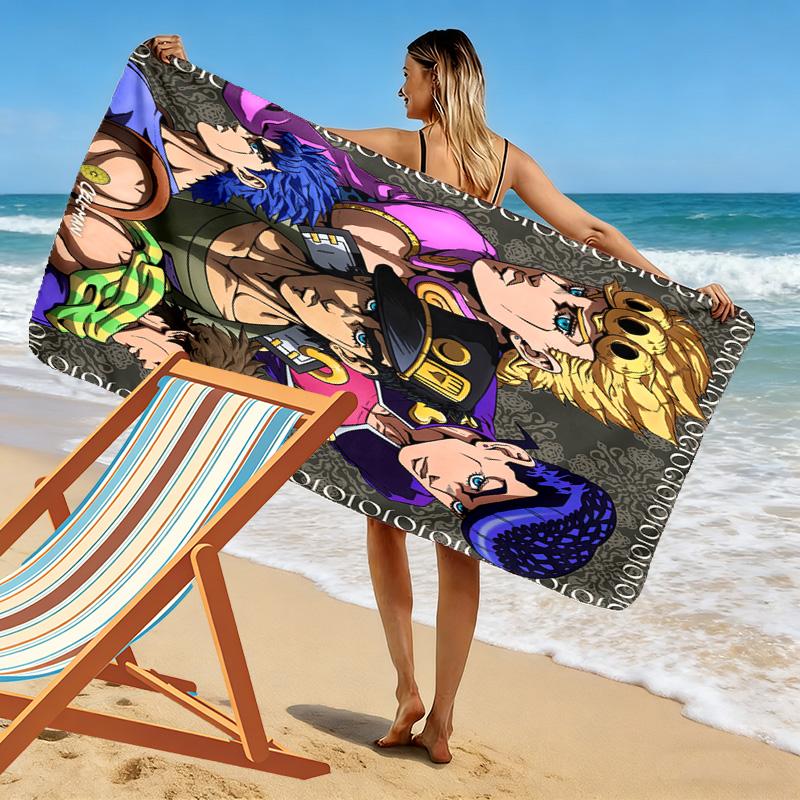 JoJo's Bizarre Adventure: Stardust Crusaders Beach Towel Outdoor Camping Portable for Travel Seaside Outdoor Pool Towel Absorbent Bath Towel Fashion