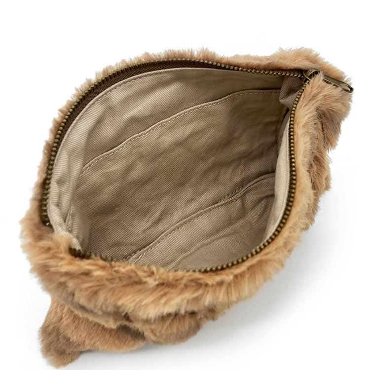 Naitou Design Dayan the Cat Baby Dayan Fluffy Flat Pouch, Size: Approx. 14.5cm High X 20cm Wide